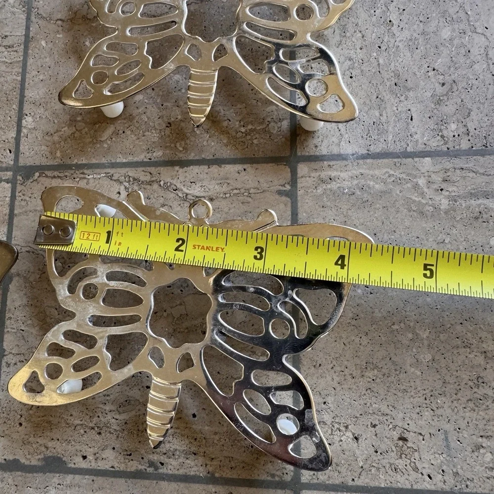 Leonard Trivet Set Butterfly SilverPlated Hot Plate Coasters Vintage Cottagecore - Picture 6 of 11